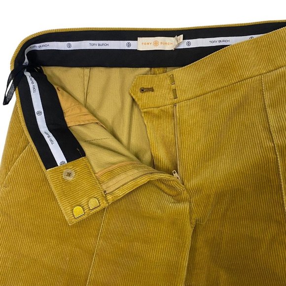 Tory Burch Size 28 Golden Mustard Corduroy Trouser Pants Stitched Crease - Picture 4 of 6